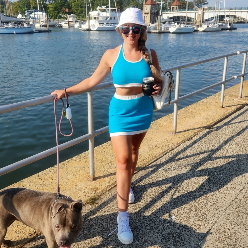 Sporty Backless Halter Top and Skirt